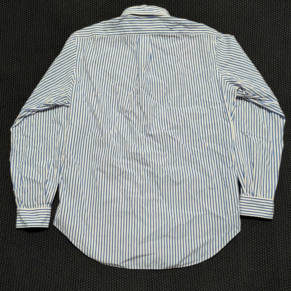 Polo Ralph Lauren Button Down Shirt Mens Medium Blue White Striped Classic Fit - Picture 2 of 5